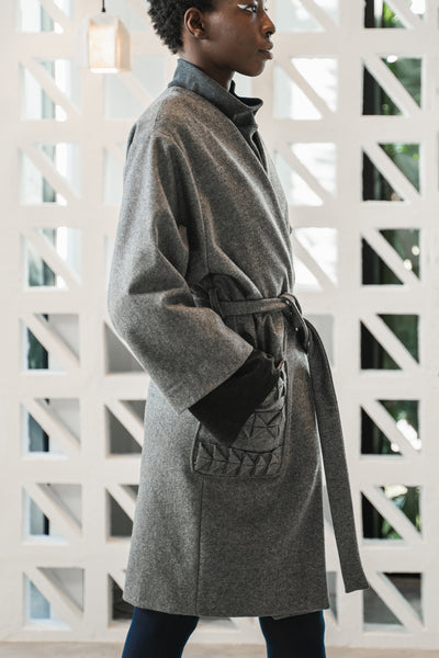 Collarless coat w/ diamond pockets – ANISSA AIDA