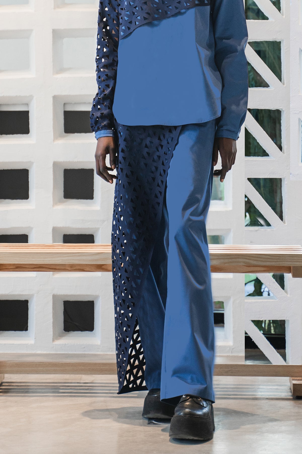 Kirigami architectural pants bicolor
