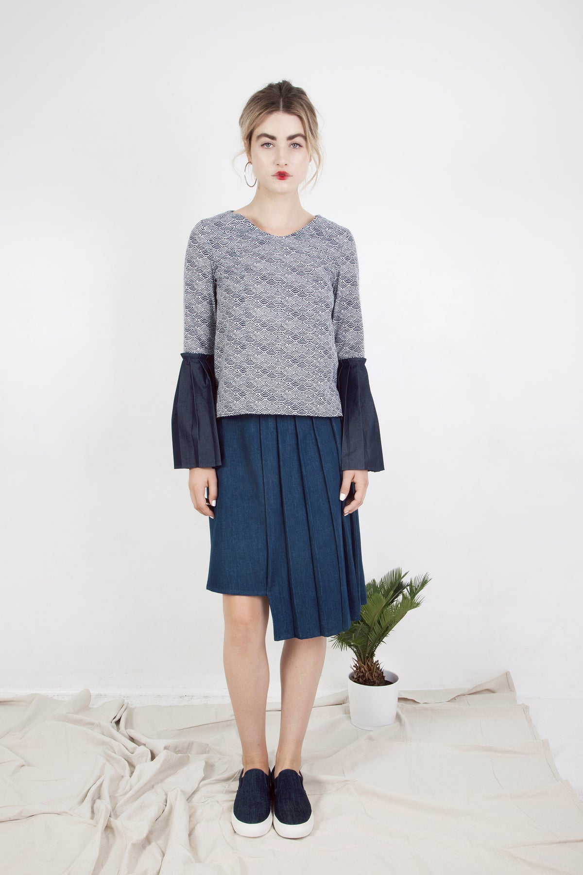Asymmetrical Half Pleated Skirt