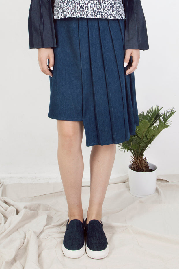 Asymmetrical Half Pleated Skirt