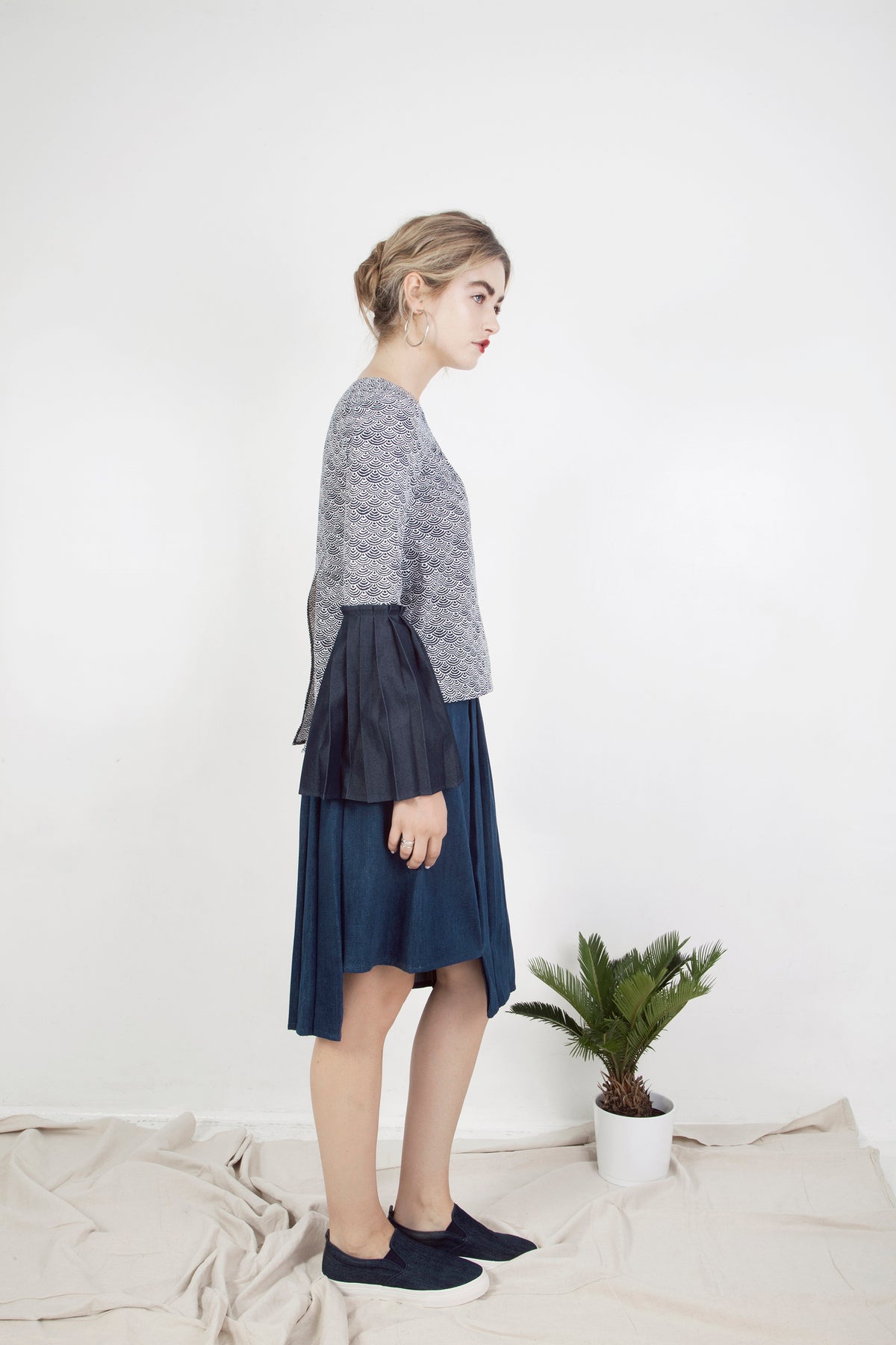 Asymmetrical Half Pleated Skirt