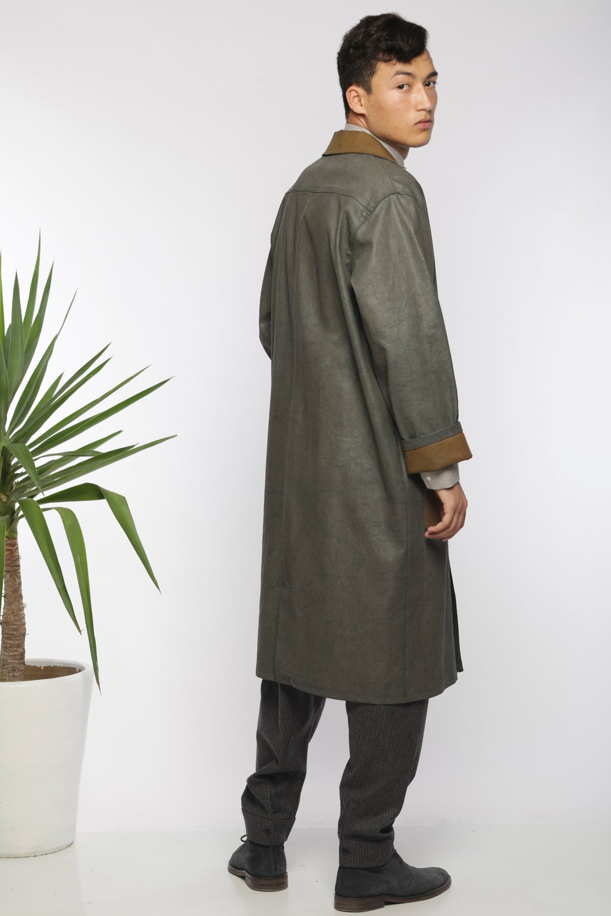 Olive trench coat